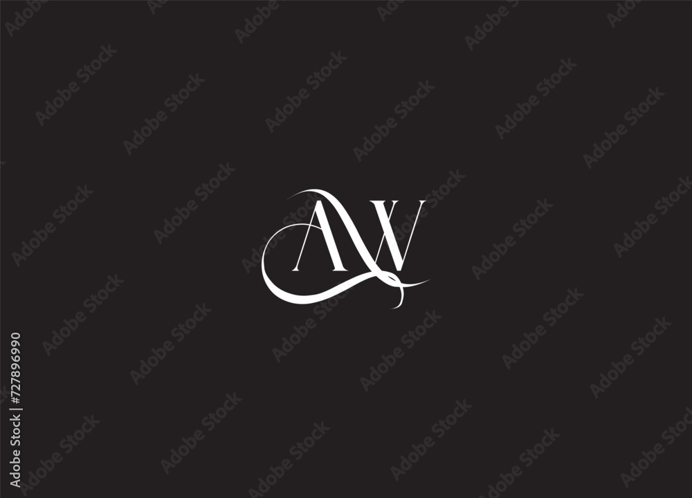 AW, WA, A, W abstract letters logo monogram - obrazy, fototapety, plakaty 
