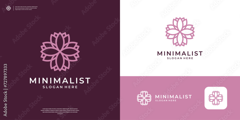 Ornament flower logo design vector template