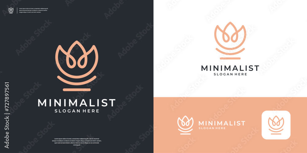 Fototapeta premium Minimalist flower logo with yoga symbol vector illustration