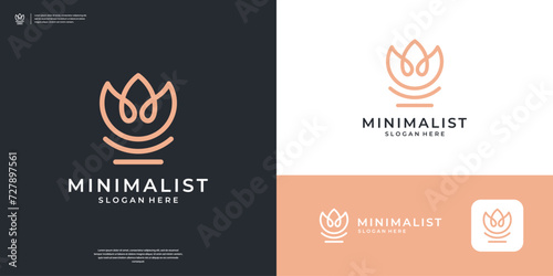 Minimalist flower logo with yoga symbol vector illustration photo