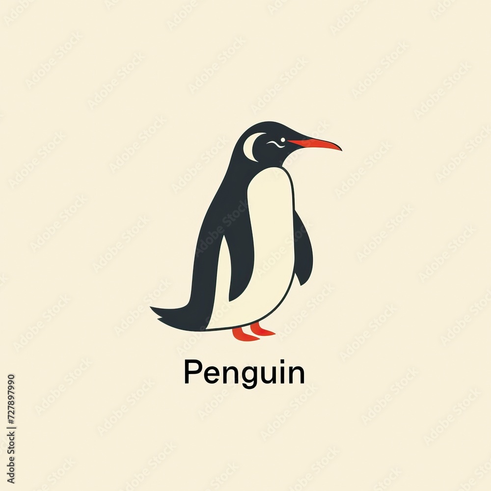 Obraz premium flat vector logo of animal Penguin Vector image, White Background