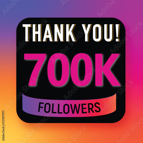 Thank you followers 7000k background, greeting banner poster for fans. Thank You Followers greeting message for different social media achievement celebration design. photo