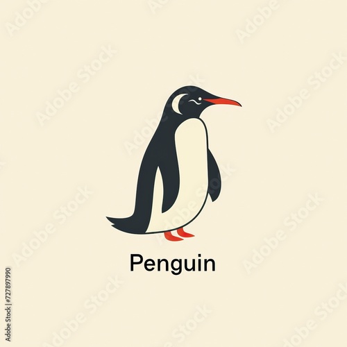 flat vector logo of animal Penguin Vector image  White Background