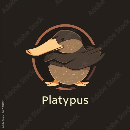 flat vector logo of animal Platypus Vector image, White Background photo