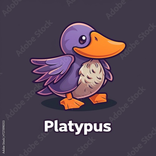 flat vector logo of animal Platypus Vector image, White Background photo