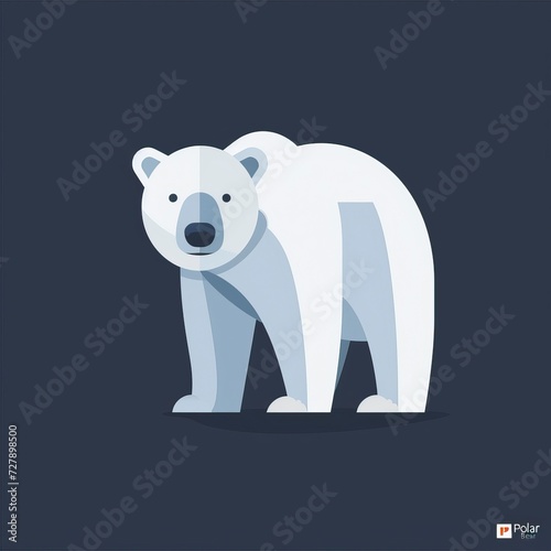 flat vector logo of animal Polar Bear Vector image  White Background