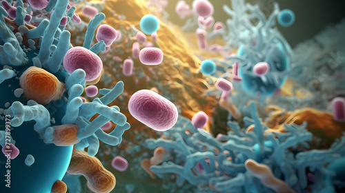 Macroscopic observation of organisms bacteria and cells and viruses under laboratory microscope