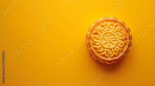 Minimalistic Chinese mooncake background concept with empty space. Presentation template concept. 