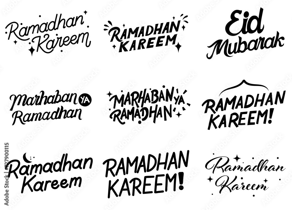 Ramadhan Hand Lettering Typography Collection Free Vector
