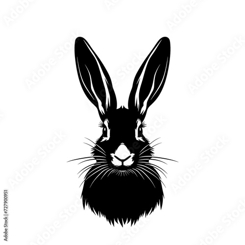 a black and white image of a rabbit