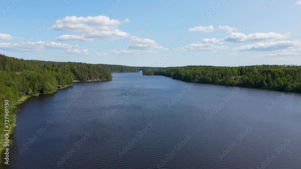 Aerial view of Nuuksio National Park in Espoo, southern Finland, showcasing its stunning forests, serene lakes, and diverse wildlife on a beautiful summer blue day. Aerial view of Nuuksio National Park in Espoo, southern Finland, showcasing its stunning forests, serene lakes, and diverse wildlife on a beautiful summer blue day.