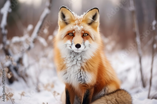 Portrait of a fox in snow could be used for wildlife preservation campaigns © Made360