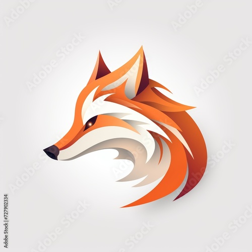  Flat vector logo of an animal "Fox" a whimsical flat fox logo for a tech-savvy consultancy, reflecting cleverness and adaptability