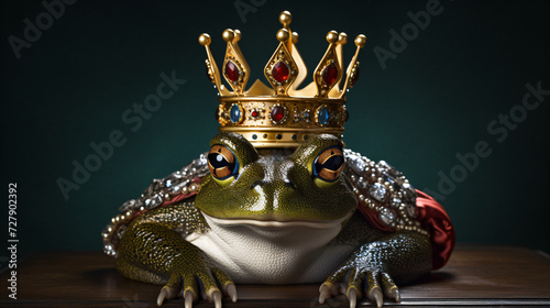  An amusing frog with a royal king costume
