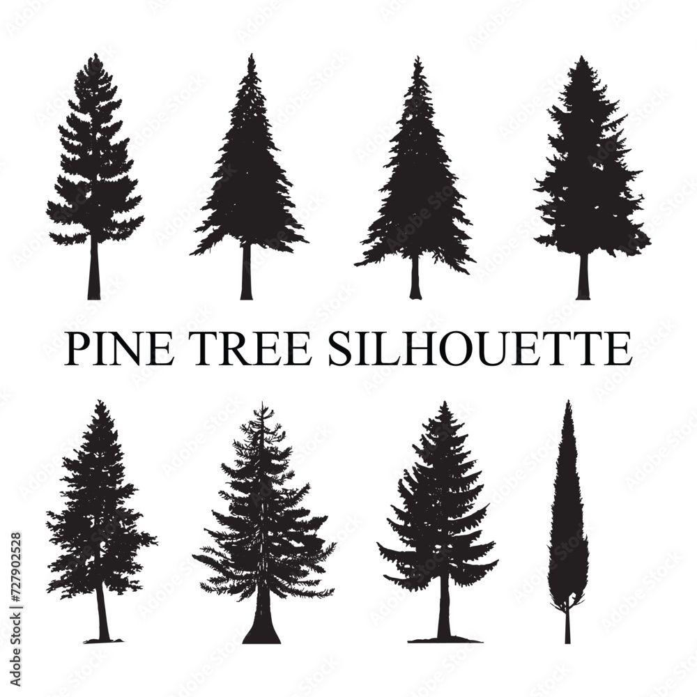 pine tree silhouette, Free pine tree silhouette, 