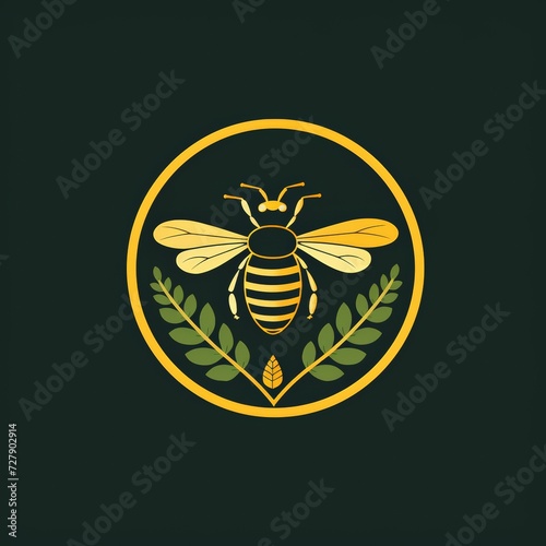 Flat logo vector logo of bee clean flat bee logo for a sustainable agriculture initiative, reflecting industriousness and environmental responsibility © NI