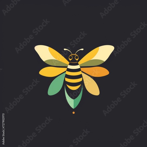 Flat logo vector logo of bee clean flat bee logo for a sustainable agriculture initiative  reflecting industriousness and environmental responsibility