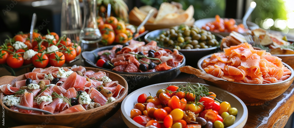 assorted meat and cheese appetizers and salads assorted meat and cheese appetizers and salads