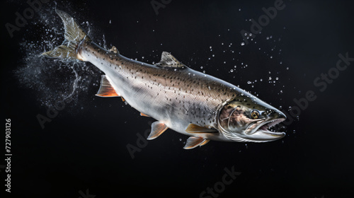  Atlantic Salmon Jump Pose isolated