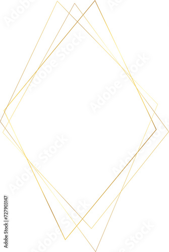 Golden geometric frame. Wedding thin line border. Simple modern rectangle abstract shape. Luxury foil design for invitation and menu.