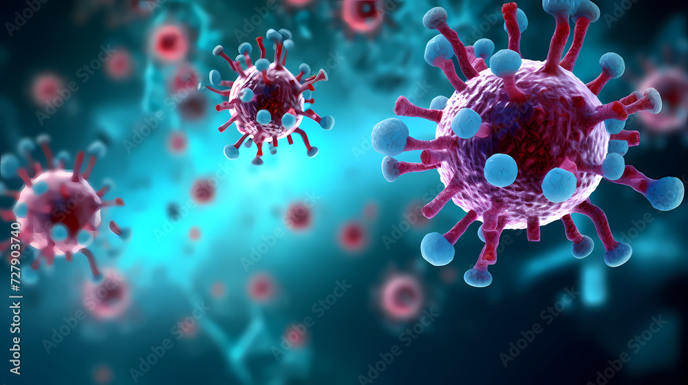 Various shapes of bacteria, probiotics under microscope, science, medicine concept background Various shapes of bacteria, probiotics under microscope, science, medicine concept background