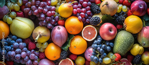 A vibrant assortment of seasonal winter fruits, from juicy citrus to juicy pomegranate.