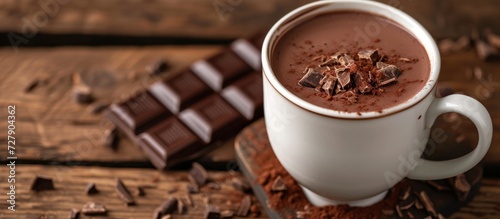Deliciously Hot Chocolate in a White Mug: A Tempting Treat for the Senses