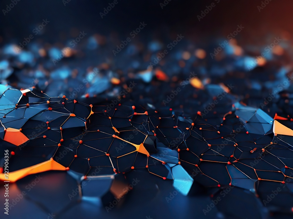 Fototapeta premium Abstract technology background with connecting dots and lines 3D Rendering Abstract polygonal science background