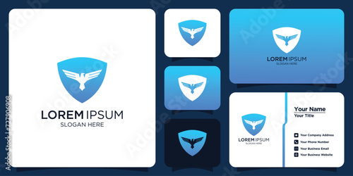 gradient security logo template collection and business cards