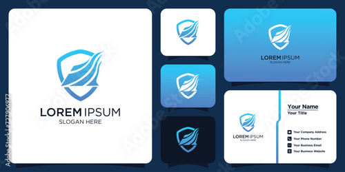 gradient security logo template collection and business cards