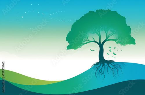 Tree with leaves shaped like health-related symbols, symbolizing growth, vitality, and the importance of nurturing health. World Health Day concept