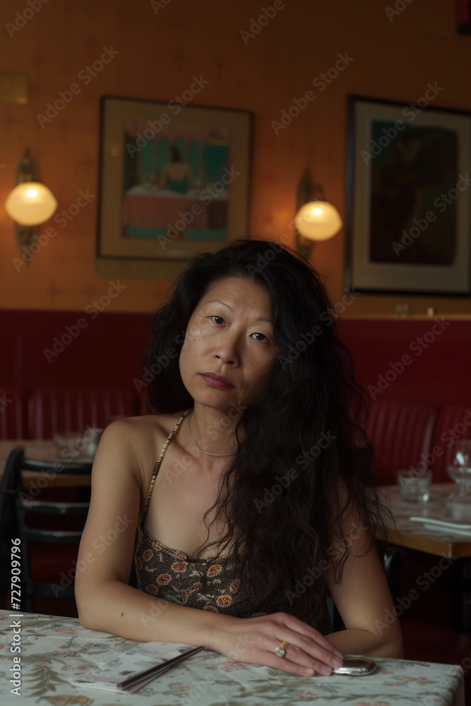 Portrait of a beautiful asian woman sitting in a restaurant. Portrait of a beautiful asian woman sitting in a restaurant.