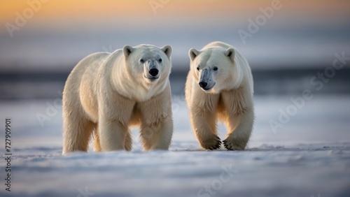 Adorable polar bear playing  in snow antartica