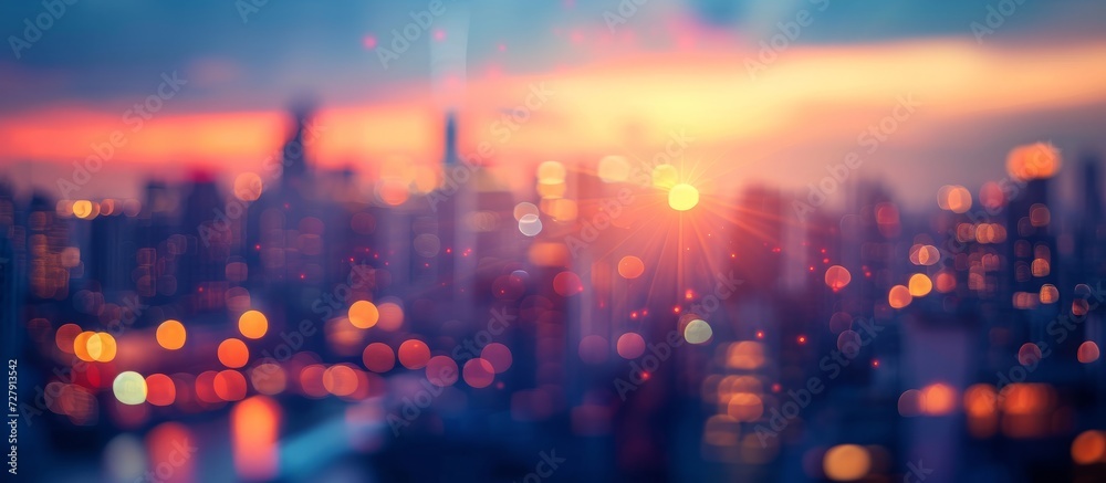 Blurred Panoramic View of the City at Sunset: A Mesmerizing Blend of Serenity and Vibrancy