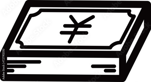 立体的な日本紙幣の黒の線画アイコン