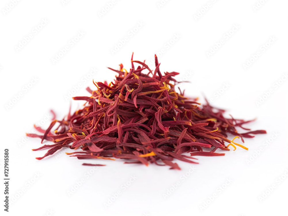 Fototapeta premium Saffron isolated on white background in minimalist style. 