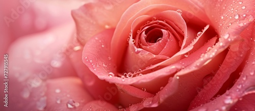 Breathtaking Macro View of Beautiful Pink Blooming Rose Up Close