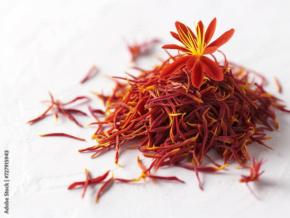 Naklejka premium Saffron isolated on white background in minimalist style.
