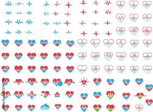 Wallpaper Mural heart beat pulse flat and line icon for medical Torontodigital.ca