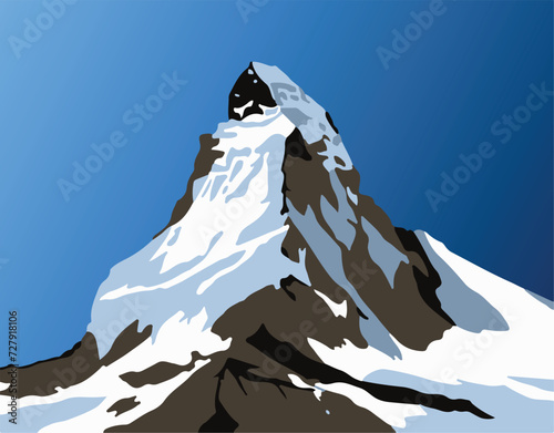 Mount Matterhorn blue colored vector illustration