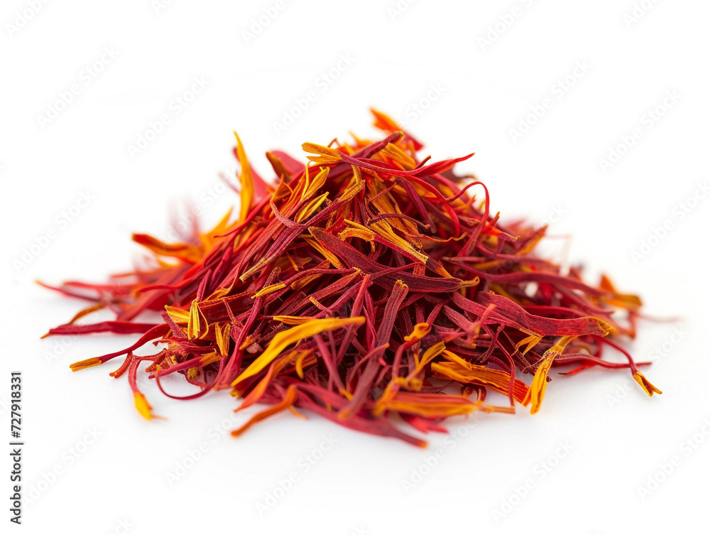 Fototapeta premium Saffron isolated on white background in minimalist style. 