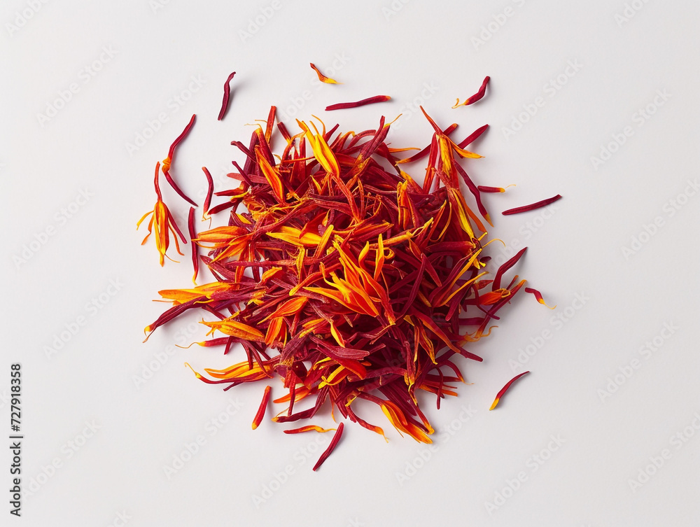 Fototapeta premium Saffron isolated on white background in minimalist style. 