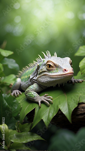 beauty reptil iguana with colorful efect close up illustration