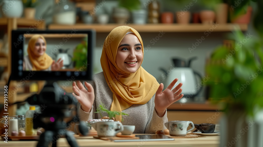 A beautiful muslim young woman,live streaming