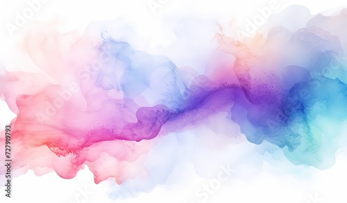 Colorful watercolor stain isolated on a white background, Abstract colorful complementary color art painting illustration texture. watercolor swirl waves liquid splashes, watercolor splash background photo