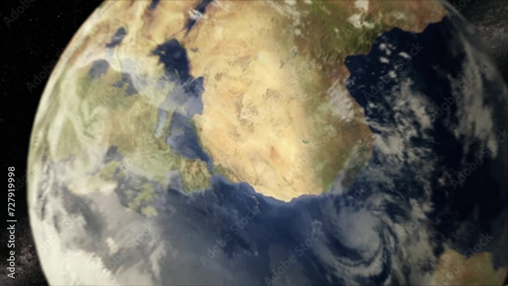Earth zoom out from Africa to bubble universes Flight through solar