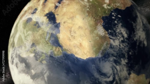 Earth zoom out from Africa to bubble universes. Flight through solar system, Milky Way Galaxy and nebulae.