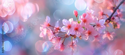 Spring Blossoms: A Mesmerizing Blur Image of Pink Sakura Flowers in Full Bloom