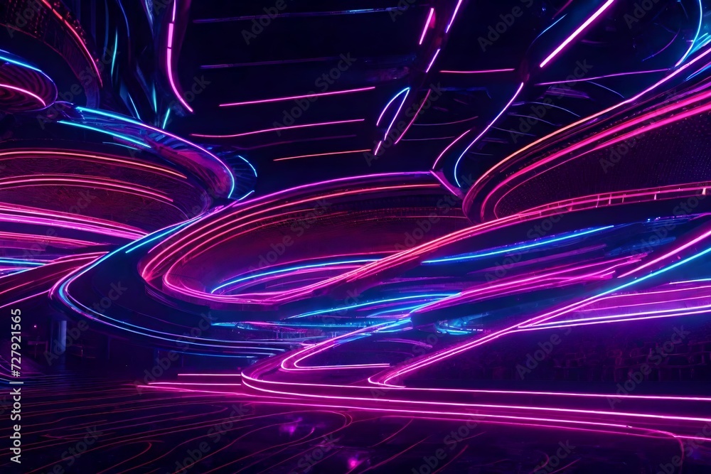 Hypnotic spirals of light bending through a futuristic world Stock ...