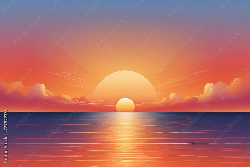 Golden Horizon: Sunset Landscape Background, Painting the Sky with Warm Hues, Capturing the Serenity of Dusk's Embrace, Generative AI.